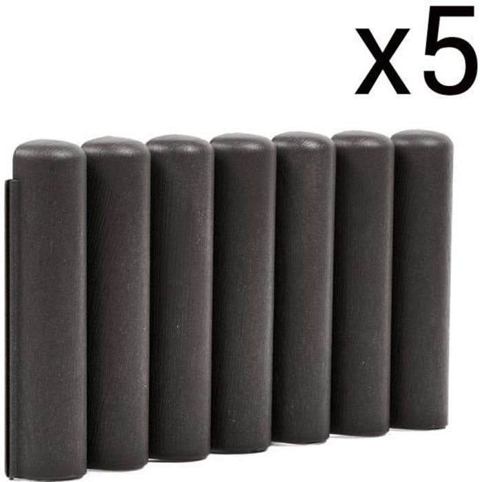 Pack X5 bordures de jardin rondins Gris Bois composite 40x20cm