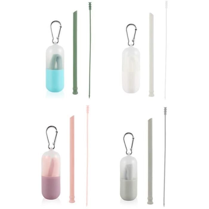 PAILLE Lot De 4 Pailles ReUtilisables En Silicone Sans Bpa Pailles ReUtilisables En Silicone Pour Boissons Froides Ou Chaudes 526