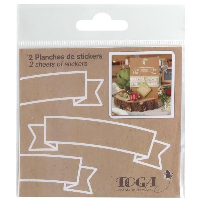 Embellissements pour scrapbooking D.I.Y with Toga STY301, Lot de 2 Planches de Stickers, Autre, Multicolore, 10 x 10 x 25354