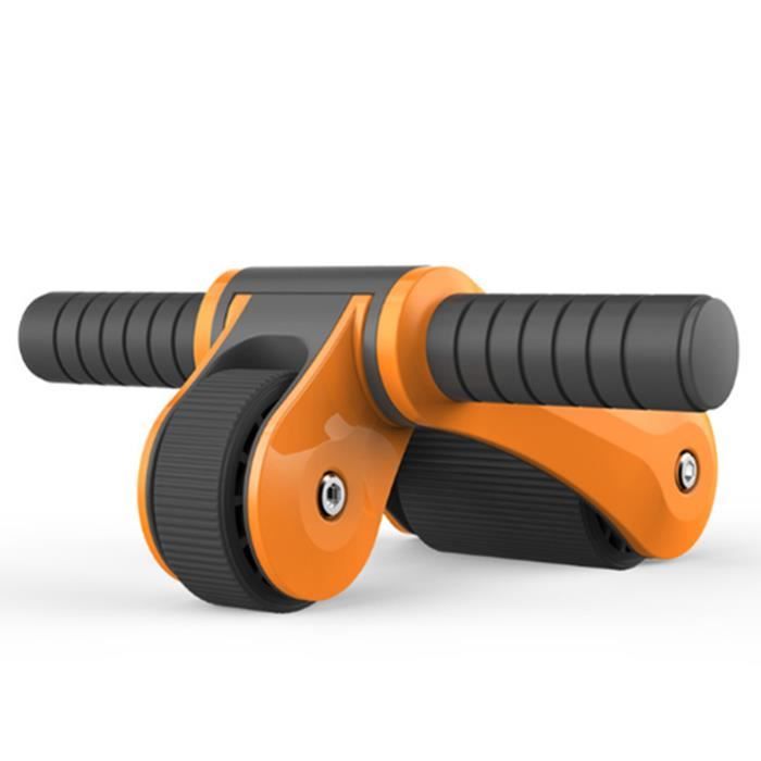 Appareil d'exercice abdominal pliant Double Roulement de roue Rouleau Muet Équipement de sport-Orange