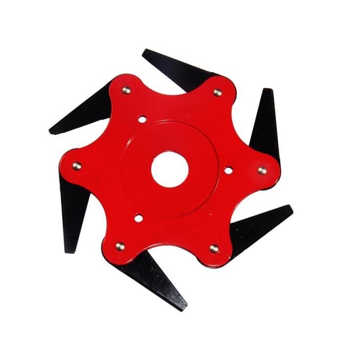 Universel 6 dents lame en métal coupe gazon tête désherbage brosse tête de coupe pour tondeuse à gazon jardin outils - Type Rouge