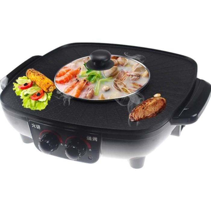 BARBECUE Casserole Électrique Casserole À Cuisson Double Commande Rôtissage Gril Électrique Multi-Fonction Four À Griller Noir