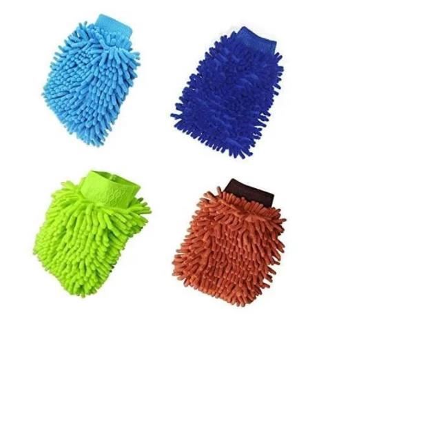 Gants de lavage de voiture, 4 pièces de gants de lavage de voiture en microfibre Chenille, gants de lavage de voiture professionnels