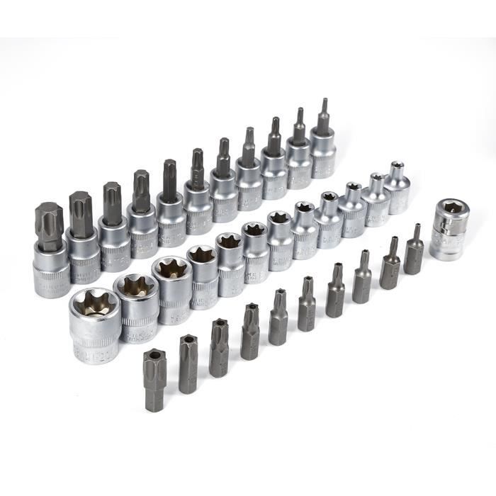 34 Pièces. Jeu Coffret Douille Torx I Jeu d'Écrous Jeu Douille Torx I Inserts de Clé à Douille