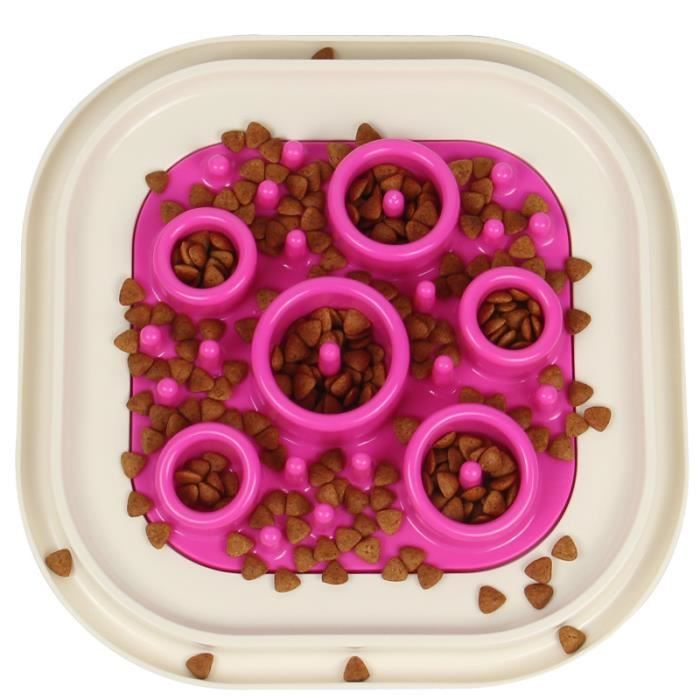 DAMILY® Gamelle pour Chiens Anti Glouton Promouvoir une alimentation saine Bonne digestion - Rose