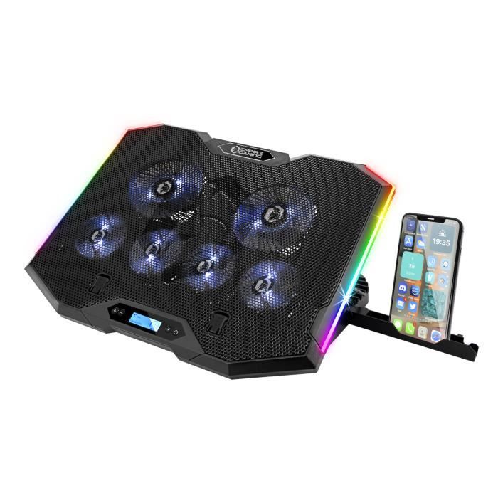 EMPIRE GAMING - Guardian S-C100 Refroidisseur PC Ordinateur Portable RGB Gamer - 6 Ventilateurs - Contrôleur LCD - 12- à 17-