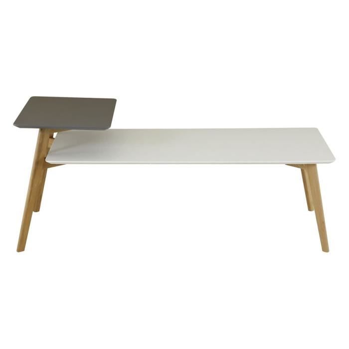 Table basse 130 cm double plateaux gris et blanc Scandie - Id'Click