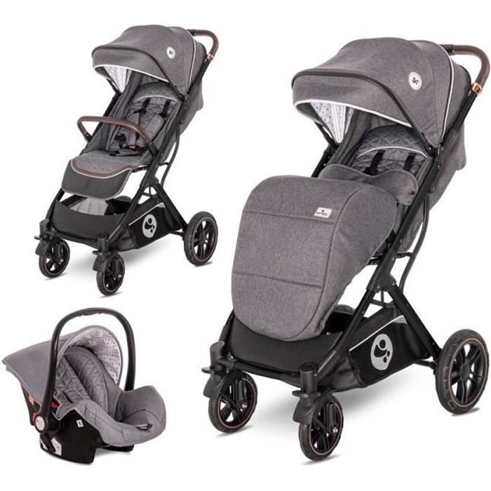 Poussette combinée duo 2 en 1 avec siège auto 0m + Storm SET Lorelli gris