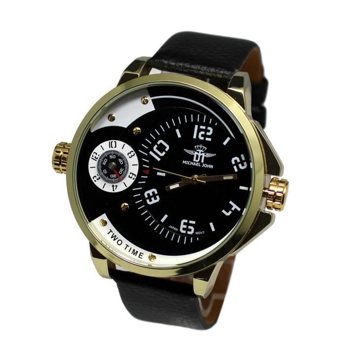 montre homme homme Xxl Daddy 2.0 gold doré only the brave 2 fuseaux horaires