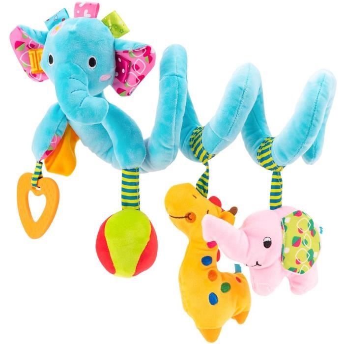 Jouets pour poussettes (éléphant bleu) - Jouet Enfant - Spirale d'Activités Bébé - Jouets d'Éveil Puériculture - Garçon et Fille