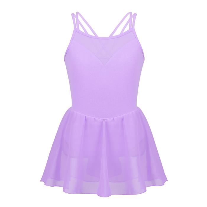 2-10 Ans Fille Enfant Justaucorps Danse Classique Mousseline Soie Leotard Violet