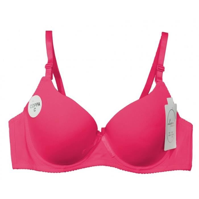 Soutien gorge 100C coqué rose fuchsia lingerie femme sous vêtement
