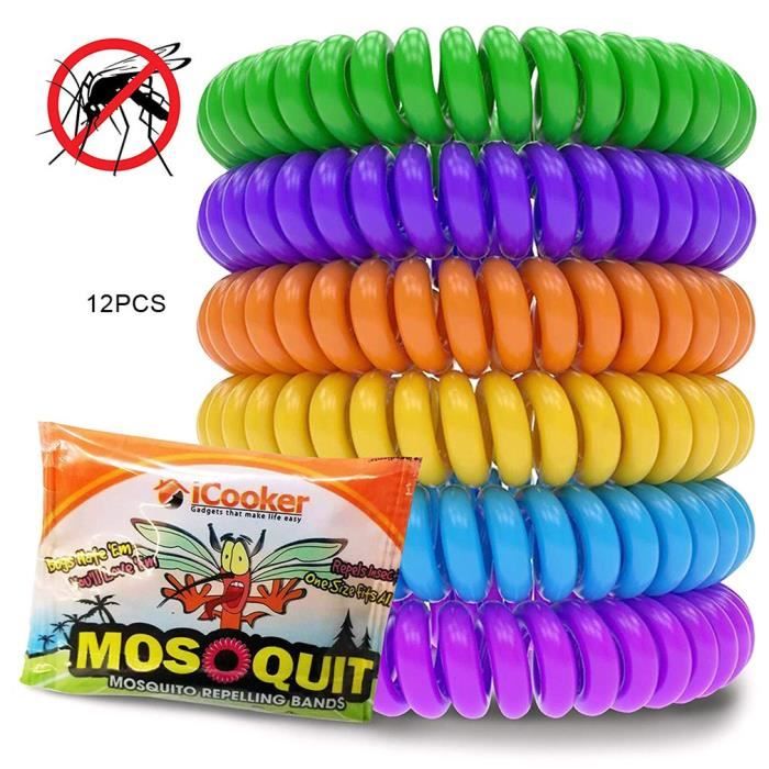 Bracelets anti-moustiques Formule d'huile essentielle végétale Bracelets anti-moustiques pour la santé humaine 12 pcs