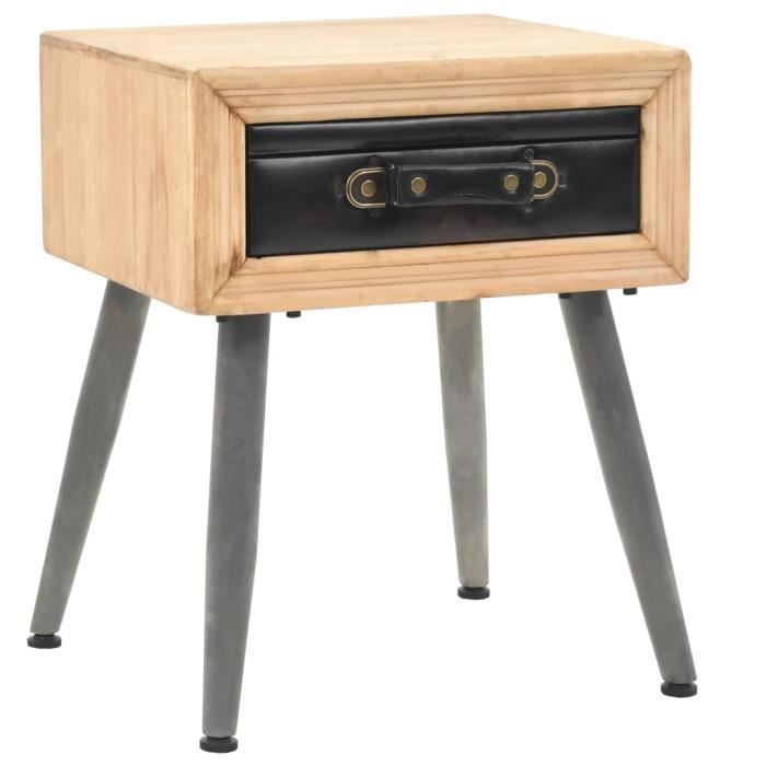 Table de chevet scandinave Table de Nuit Contemporain Bois de sapin massif 43 x 38 x 50 cm