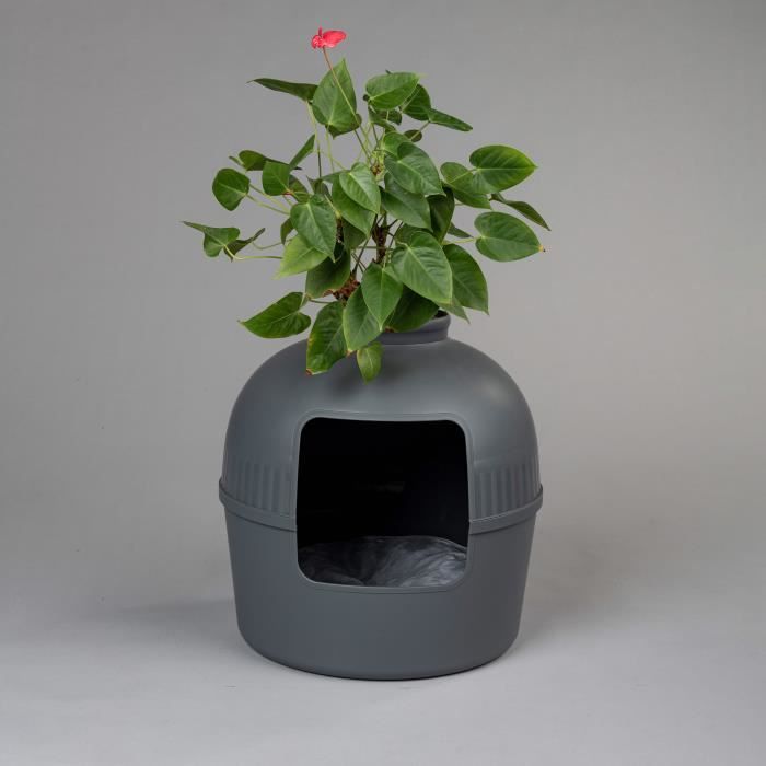 RHRQuality Bac à litière pour chats XXL RHRQuality Flower, Gris