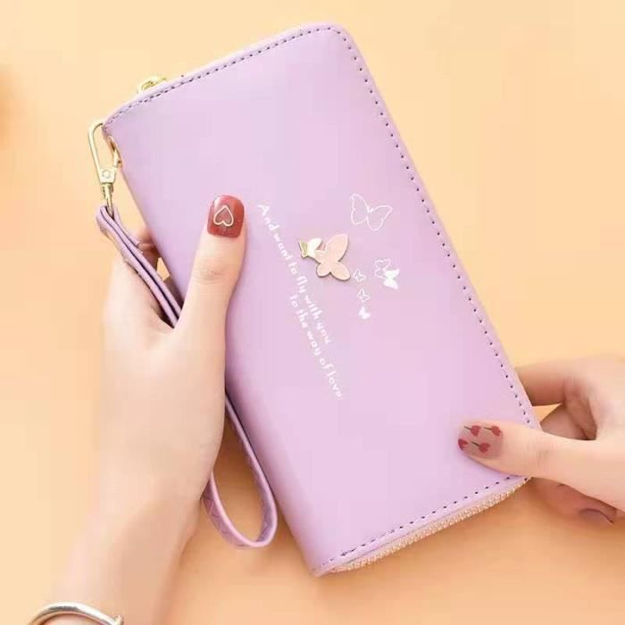 RMEGA Portefeuille Femme Grande Capacité Porte Carte Femme Portefeuille Cuir Porte Monnaie Elégant , Porte Chéquier (Violet)