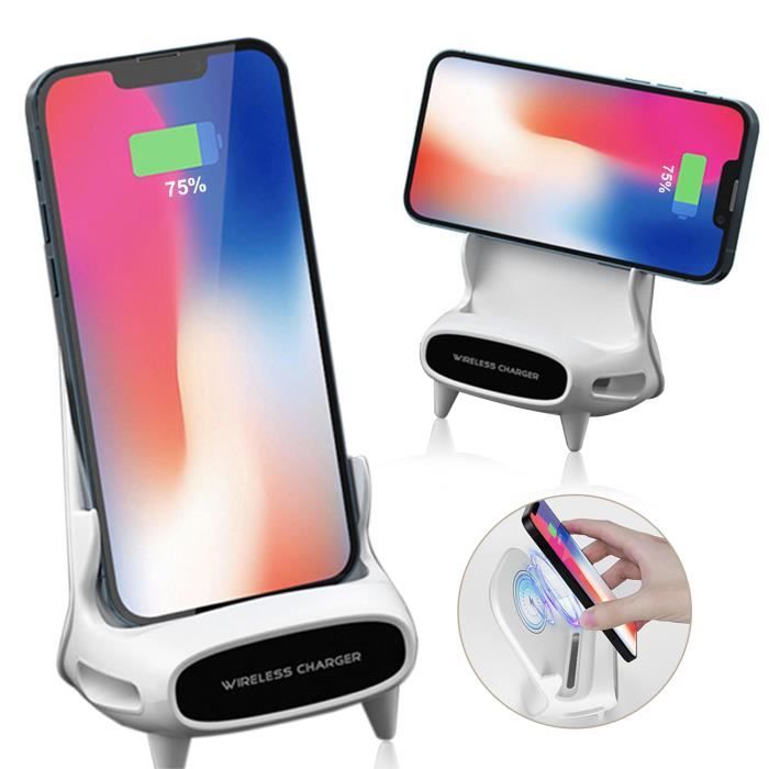 QI Chargeur sans fil 15W Support portable Chargeur de téléphone universel Charge rapide peut amplifier le son Blanc