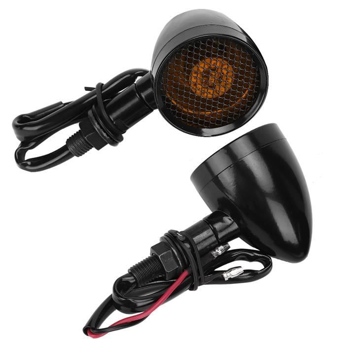 TMISHION Lampe de clignotant Universel Moto Rétro Bullet Grille LED Clignotant Feu De Frein En Métal Shell Clignotant Clignote