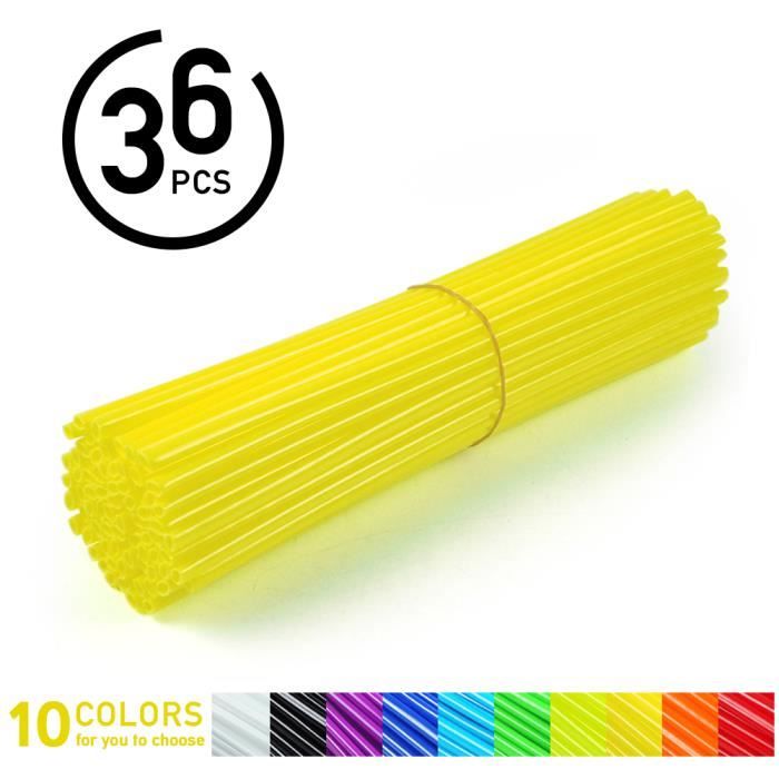 Couverture de rayon 36pcs Protecteur de Rayons de Roue Couvre Jantes de Motocross Kit de Couverture de Garde Jaune-GUA