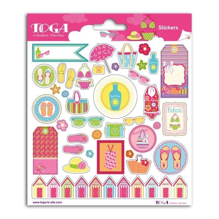 TOGA 2 Planches Stickers Fantaisie 15X15cm - Beach Girl
