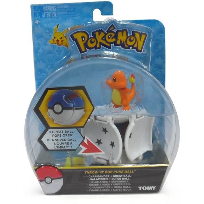 Pokémon Throw ' N ' Pop poké ball - Figurine Salameche 5cm + Super ball - T19111 - Neuf