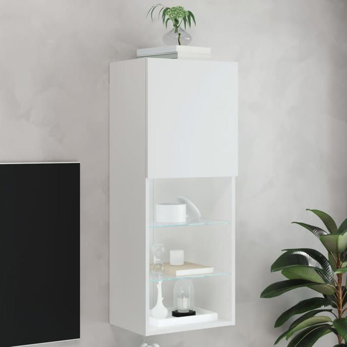 vidaXL Meuble TV avec Lumières LED Armoire de Télévision Murale avec Rangement Meuble Télé Suspendu Salon Salle de Séjour 837057