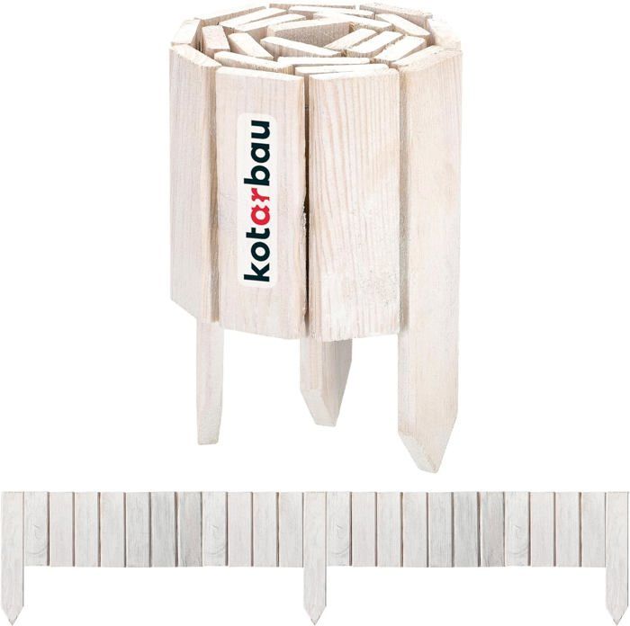 Bordure de jardin flexible en bois de pin - 15 x 110 cm - Blanc - KOTARBAU®