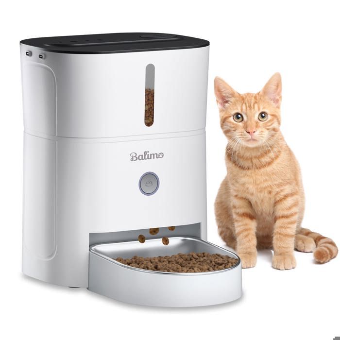 Meilleurs prix pour Distributeur automatique de nourriture - Balimo - 3L - Bol en acier inoxydable - Programmable - Blanc