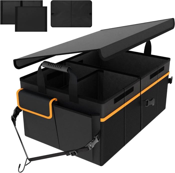 2 Organisateurs Coffre De Voiture Pliables - 39x27x19 Cm - Feutre Ignifuge Avec Velcro Anti-glisse - Pour Outils Et Courses