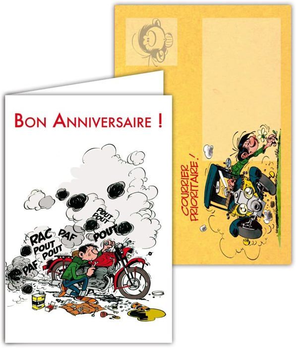 Gaston Lagaffe Geburtstagskarte – Lustige Glückwunschkarte Mit Champagner & Kuchen Motiv