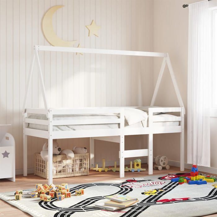 vidaXL Lit haut sans matelas blanc 90x190 cm bois de pin massif 3282099