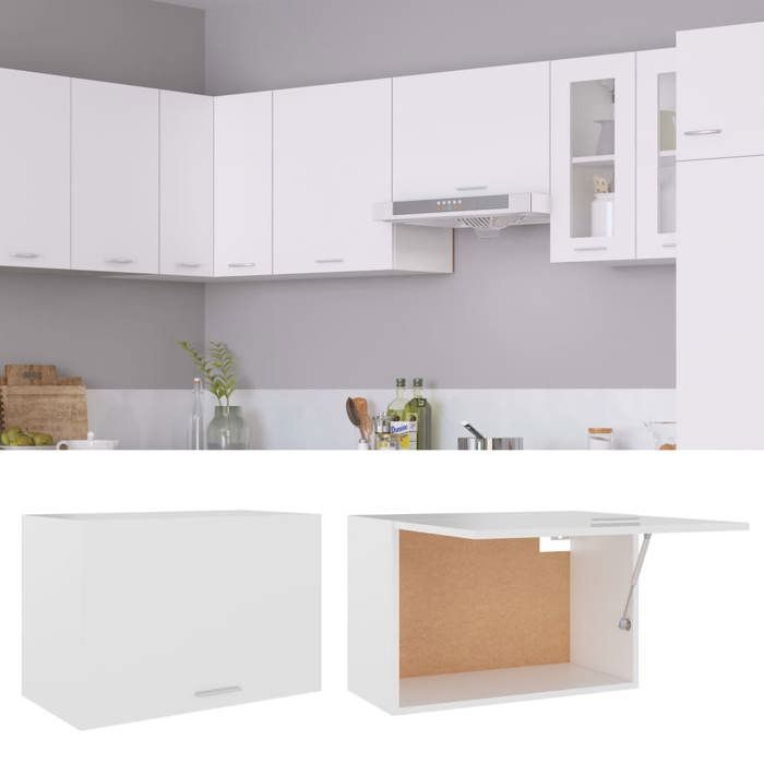Armoire suspendue Meuble haut cuisine Blanc 60x31x40cm Bois dingénierie 3225926 FrenchDays