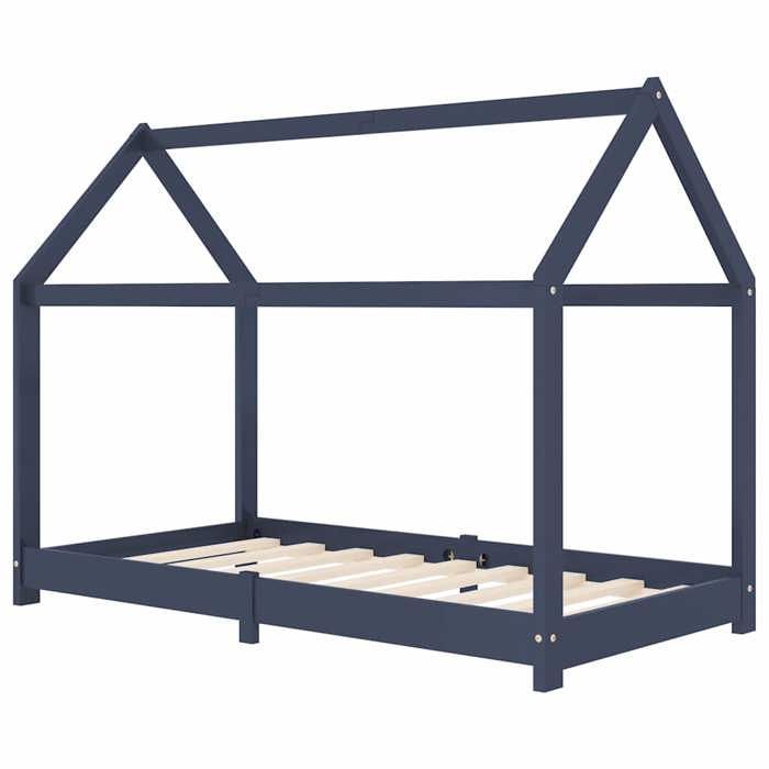 SALE 2025Cadre de lit denfant - MOOD - Lit Cabane denfant Gris Bois de pin massif 70x140 cm - Charge : 280 kg - CHILL51622
