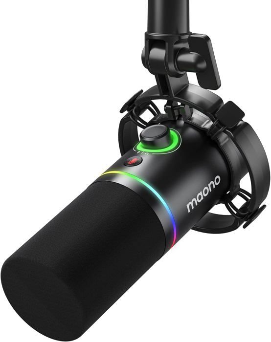 Micro Dynamique XLR/USB PC Podcast Microphone avec Logiciel Mute Bouton de Gain Contrôle du Volume pour Streaming Gaming