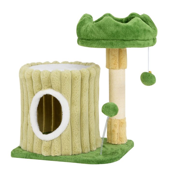 Comparer les prix de GOPLUS Petit Arbre à Gratter pour Chats, Tour pour Chats à 2 Niveaux avec Maison, Plateforme Capitonnée, Poteau en Sisal