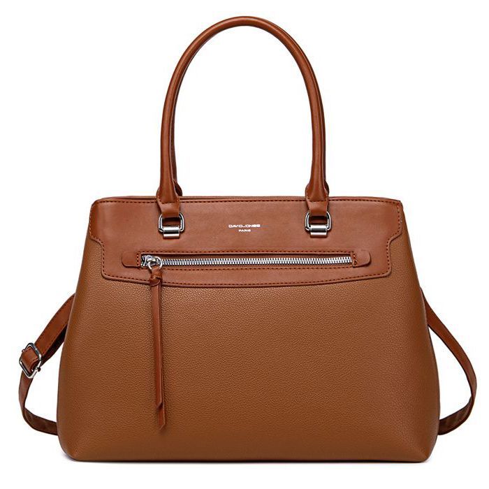 David Jones - Sac à Main Femme Elégant - Cabas Fourre-Tout Cuir PU Porté Epaule Bandoulière - Plusieurs Compartiments - Marron