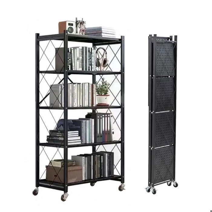 Étagère de rangement pliable à 5 étages avec roulettes-Chaque étage charge 20 kg(en total 100kg)- Pour cuisine salle de bain salon