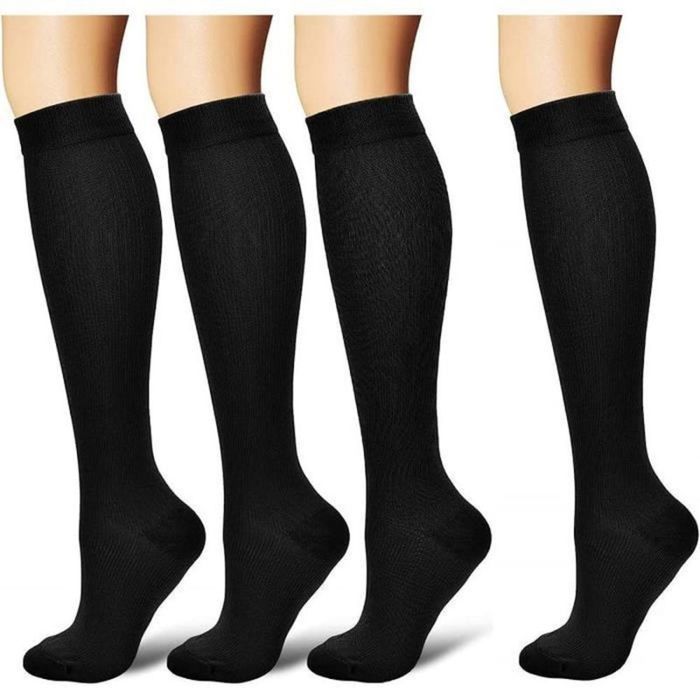 4 Paires Chaussettes de Contention pour Hommes et Femmes Circulation Compression Professionnelle Unisex（EU40-43）