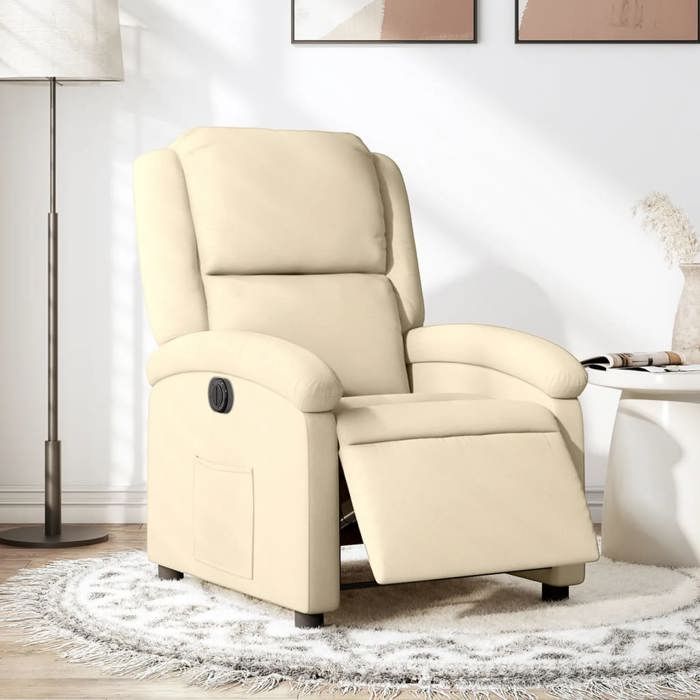 Fauteuil inclinable électrique - SWEETY - Crème Tissu - L 71xP 86.5xH 99.5 cm EU2417