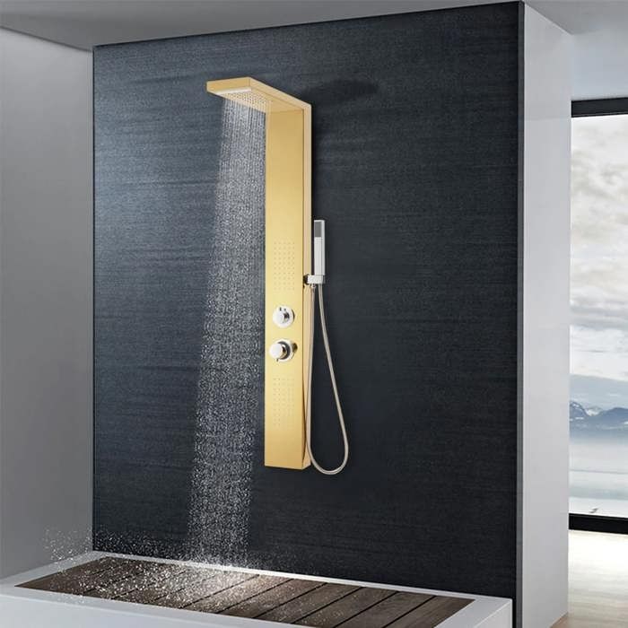 Prix bas - Système de panneau de douche Acier inoxydable 201 Doré （654720764540)