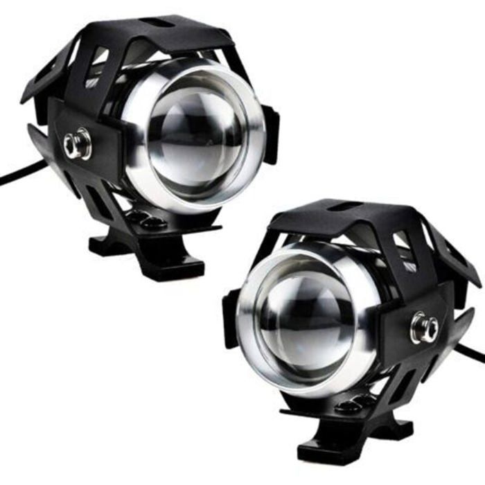 Lot de 2 phares de moto feux antibrouillard LED supplémentaires phare de moto 1200 lm U5 étanches pour moto scooter 4