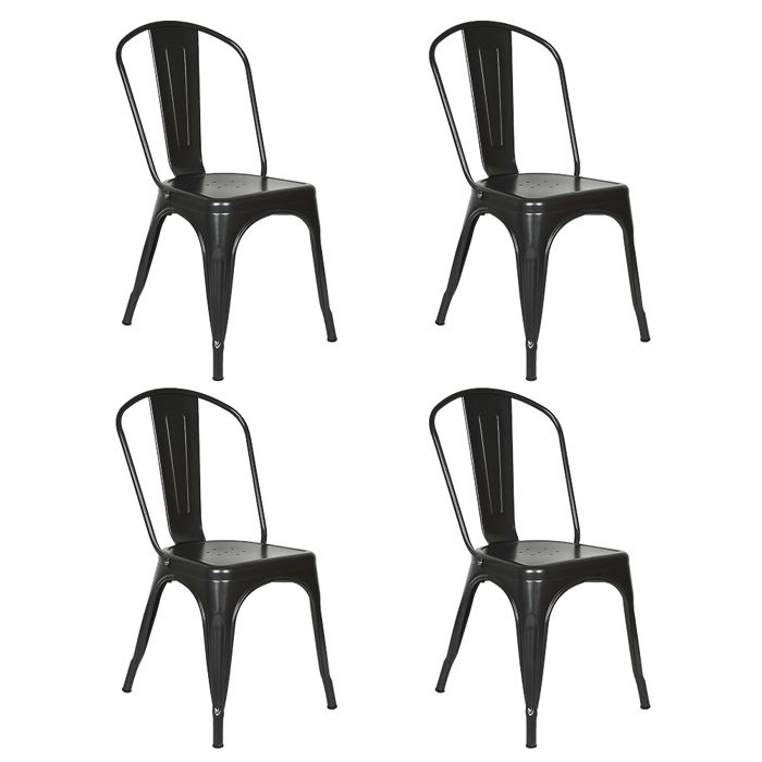 JEOBEST Lot de 4 Chaises de Salle à Manger Style Industriel Vintage Chaises en Métal Chaises de Cuisine Noir