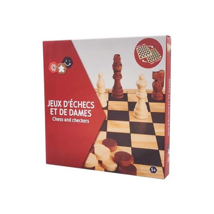 Coffret dames et échecs en bois jeux de société dès 7 ans Coffret dames et échecs en bois jeux de société dès 7 ans