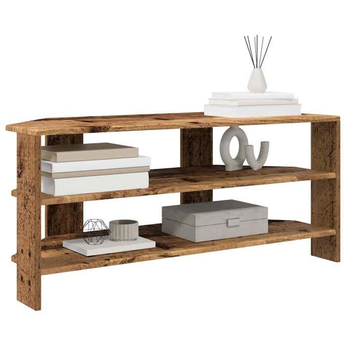 Meuble TV dangle moderne - vidaXL - 102x405x45 cm - Bois ancien - Bois dingénierie - 2 étagères - Assemblage requis
