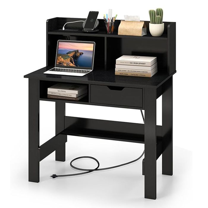 GIANATEX Bureau dOrdinateur Moderne- Station de Charge- Tiroir- Bureau dEtude pour Chambre Salon- 95 x 56 x 109 5 cm - Noir GIANATEX Bureau dOrdinateur Moderne- Station de Charge- Tiroir- Bureau dEtude pour Chambre Salon- 95 x 56 x 109 5 cm - Noir