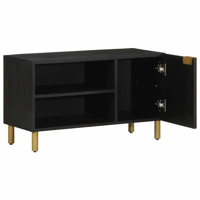 En solde Meuble TV( 1 pc) Cabinet TV avec rangement pour salon noir 80x33x46 cm bois dingénierie LL5856
