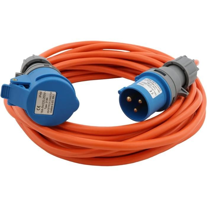 5m Rallonge de Camping Câble de Prolongation Industriel CEE 240V 3G25mm² en Couleur Signal Orange  IP44 adapté à lextérieur