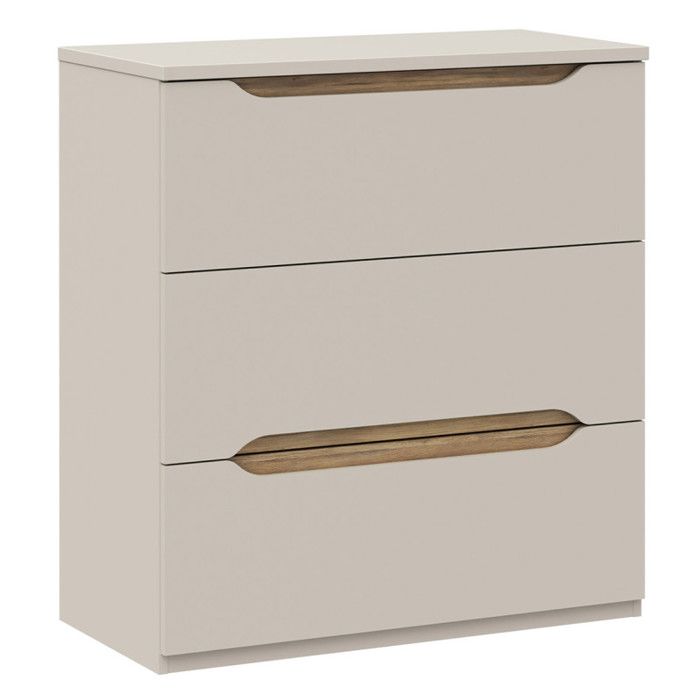 Commode L. 85 cm 3 tiroirs décor bois de chêne et sable mat - ROSALIE Meubletmoi