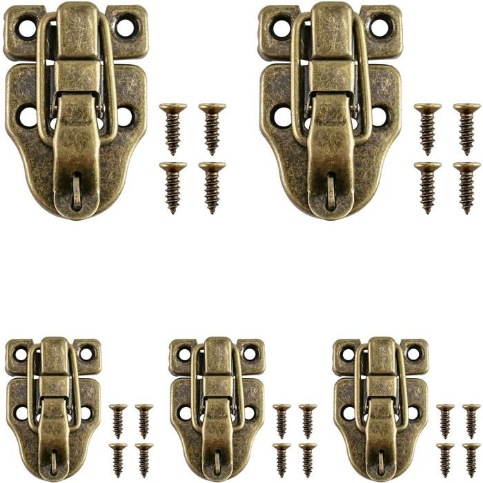 Loquet à bascule antique fermoir à boucle en bronze style rétro vintage pour boîte valise coffret en bois lot de 5