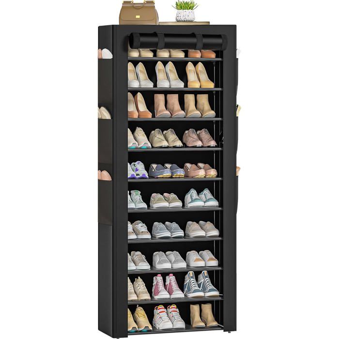 Étagère À Chaussures 11 Niveaux Grande Armoire À Chaussures Haute Pour 36-41 Paires De Chaussures Stockage Chaussure-Organisateur